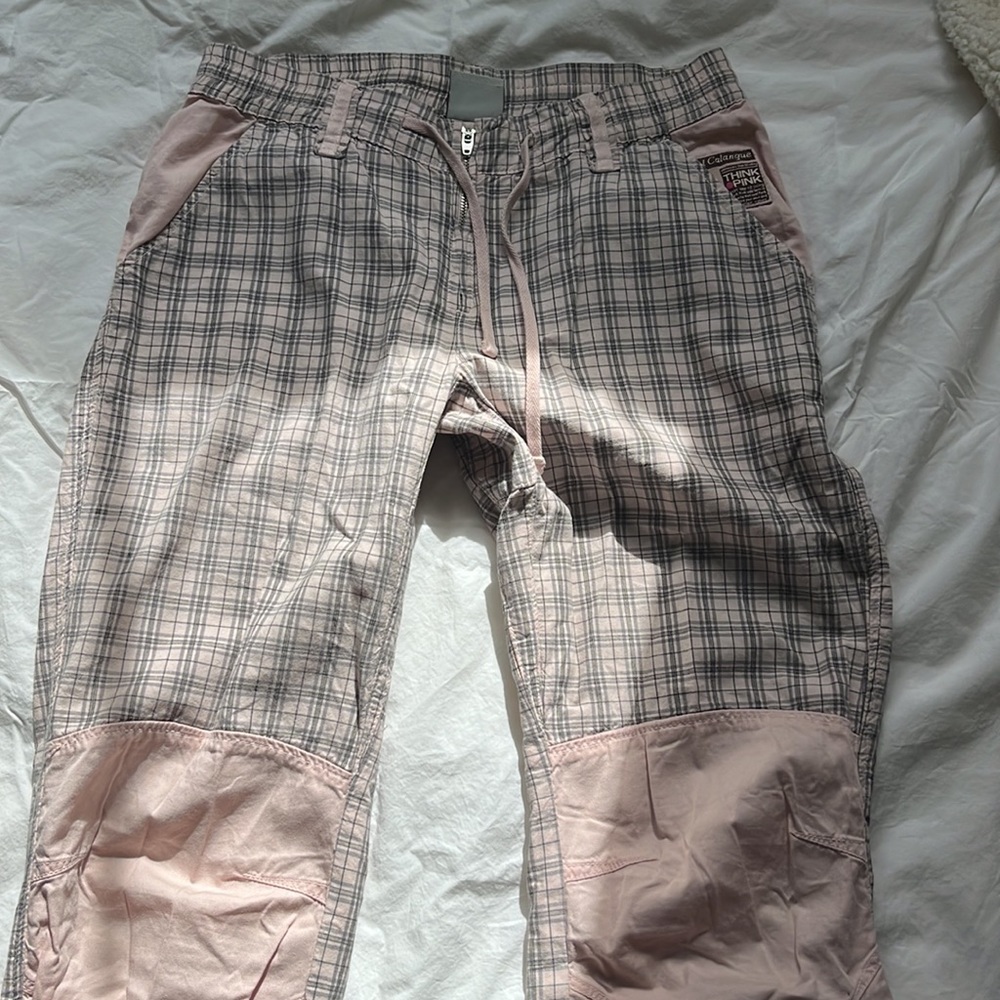 y2k Think Pink bootcut tartan pants